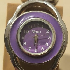 🦋10/$20🦋 Geneva Silver/Purple Stainless Steel Women's Cuff Watch
